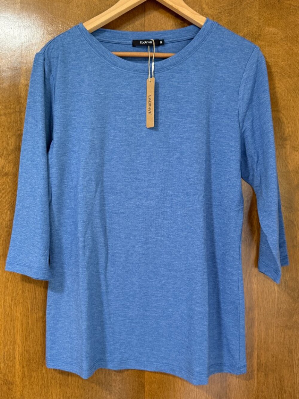 Dark Blue 3/4 Sleeve Tunic Top, Crew neck, loose fit. Size M - Picture 2 of 9